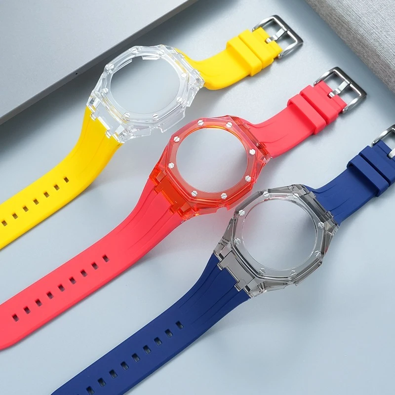 Glacier Transparent Mod Kit for Casio G-Shock GA-2100 / GA-2110 / GA-B2100 | Silicone Bezel & Resin Strap Refit Set - Image 2
